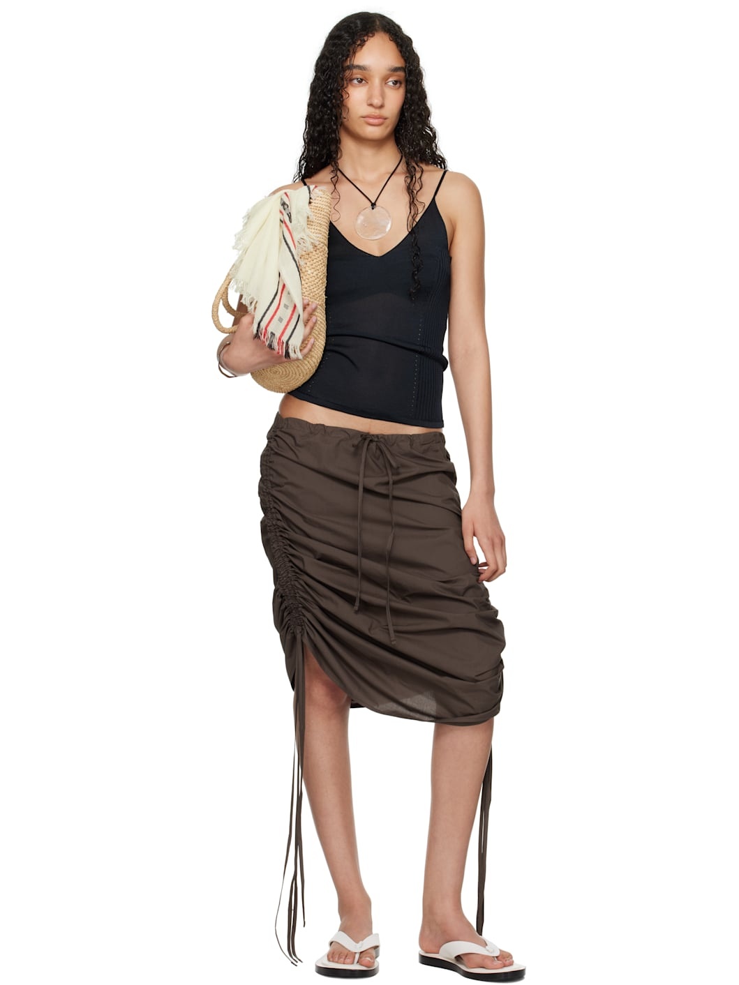 SSENSE Exclusive Brown Pictorial Strap Midi Skirt - 5