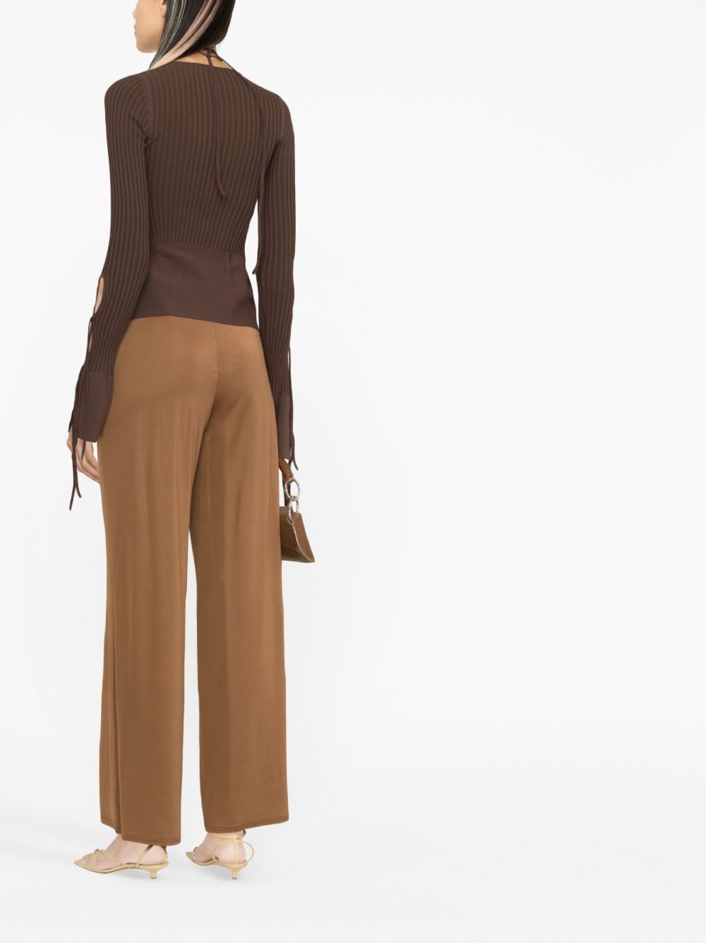 tie-fastening long-sleeve knitted top - 3
