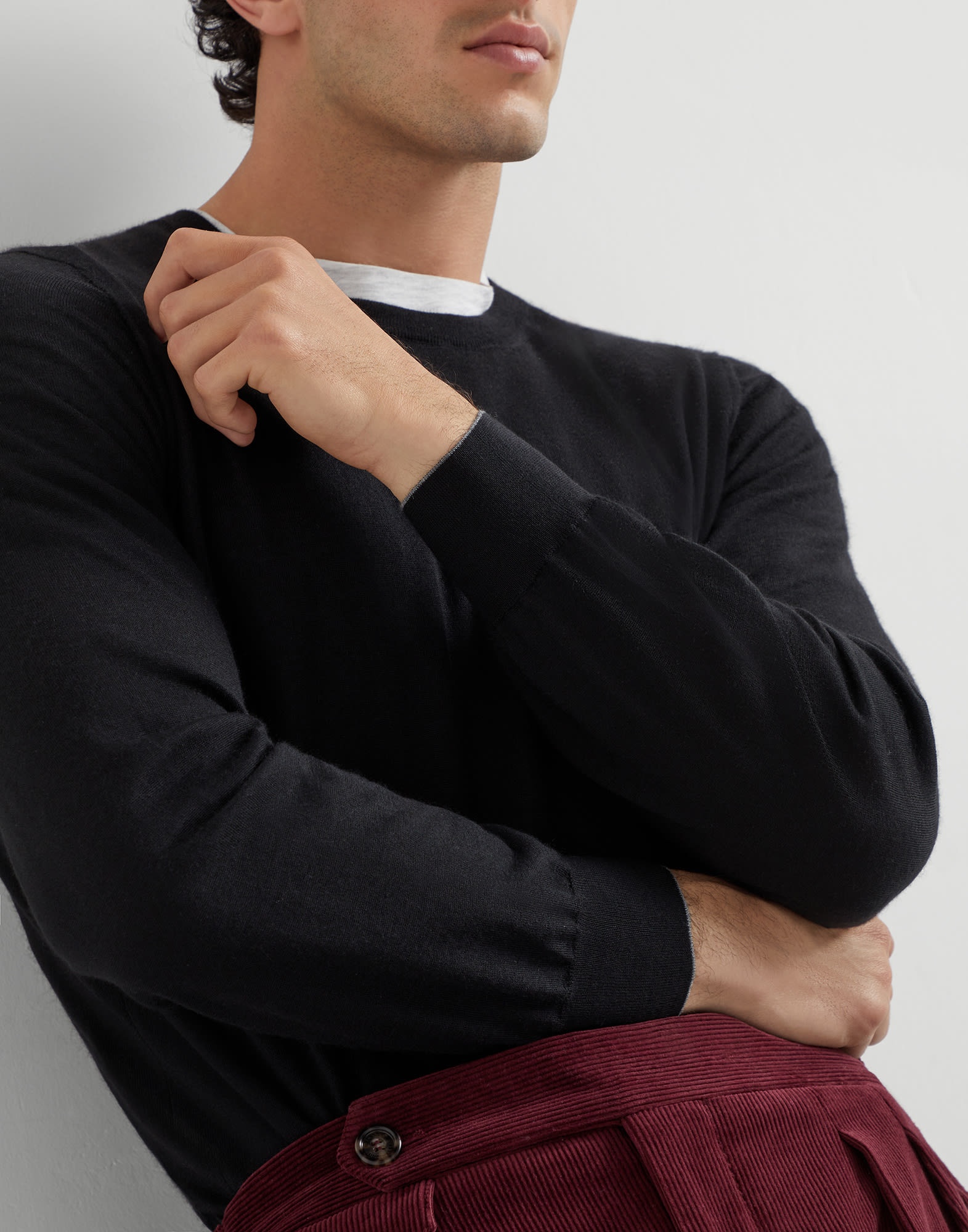 Lightweight cashmere and silk crew neck sweater - 3