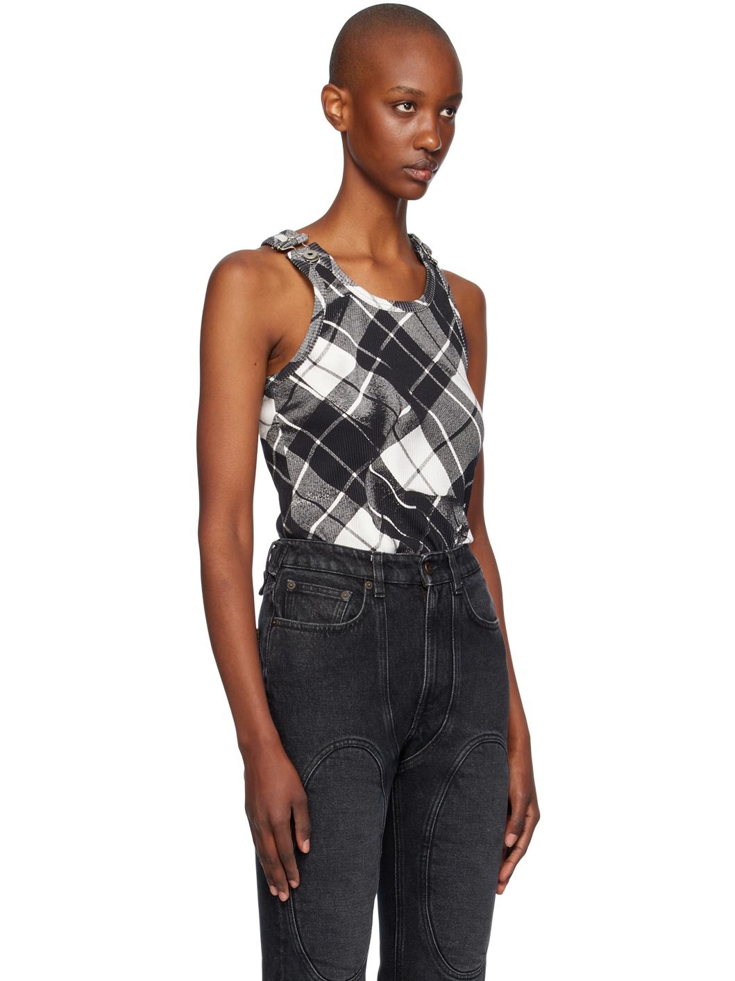 Black & White Tartan Tank Top - 2