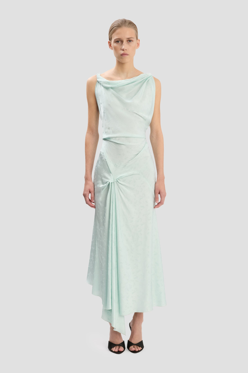 Victoria Beckham Posy Midi Dress In Aquamarine outlook