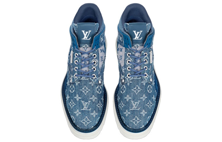 LOUIS VUITTON Oberkamp Ankle Boots 'Denim Monogram' 1A8JTT - 3