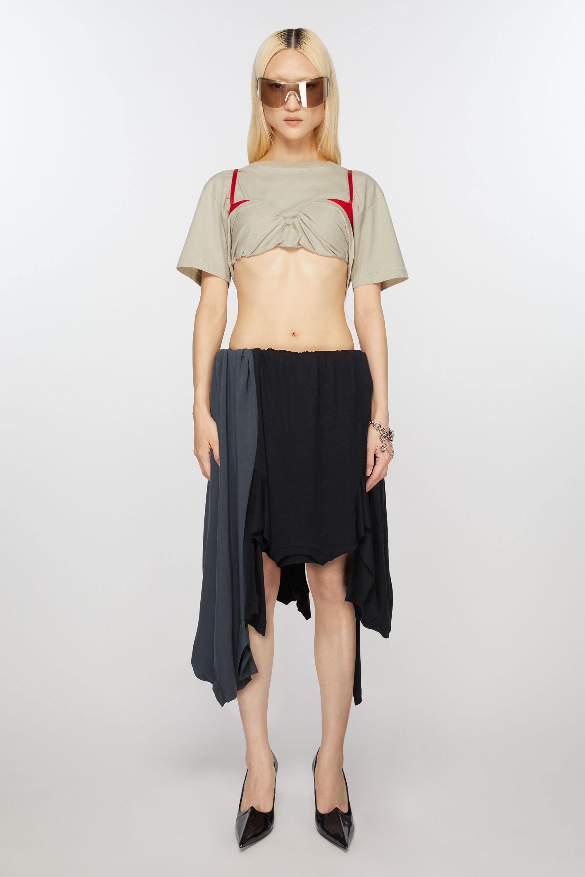 Layered skirt - Anthracite grey - 2