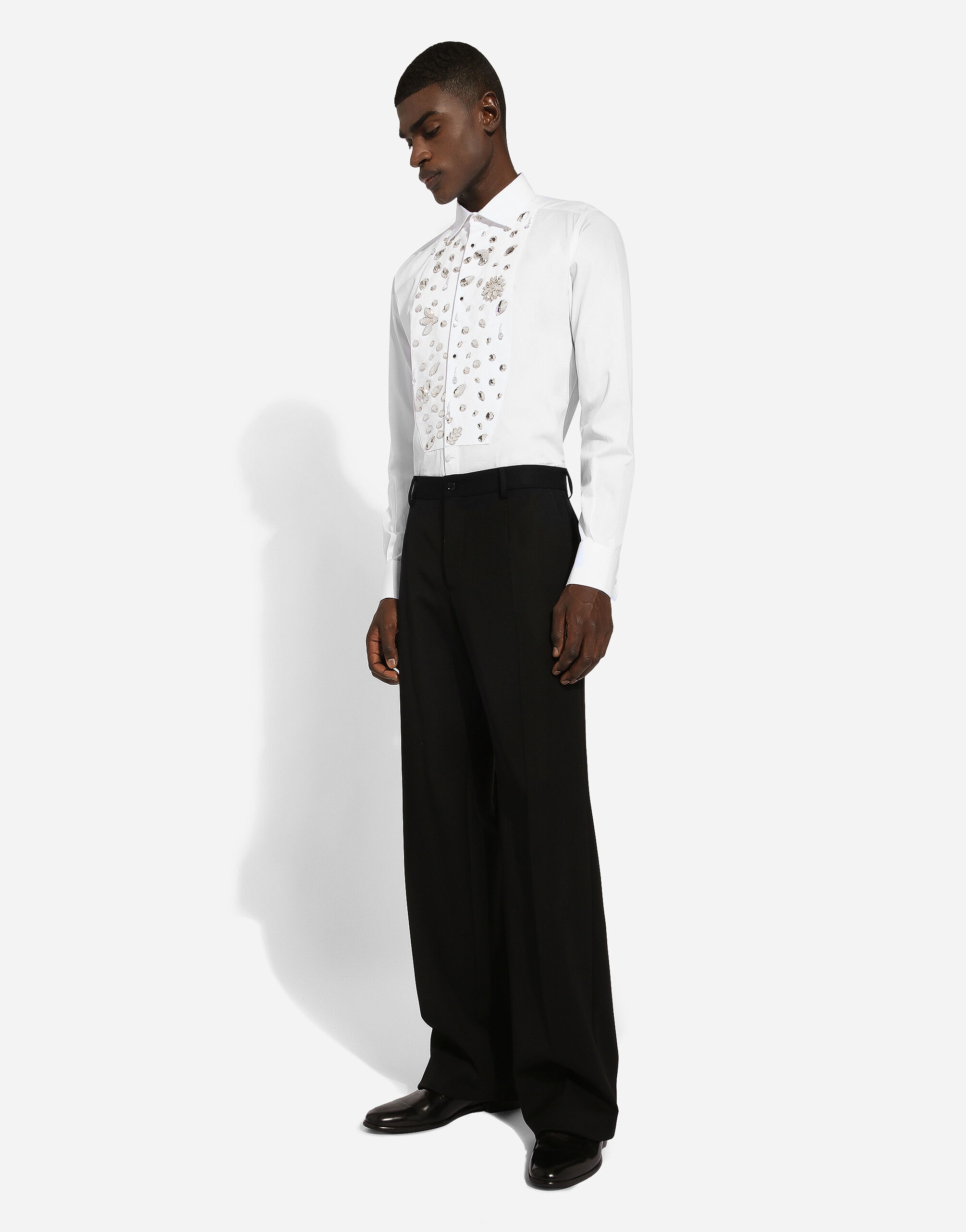 Gold-fit tuxedo shirt with rhinestone embroidery - 5