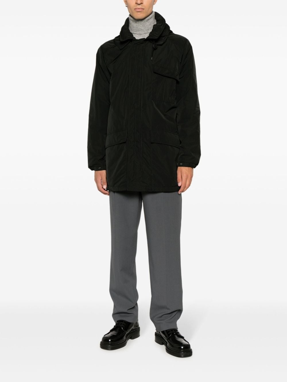 hooded long-sleeved coat - 2