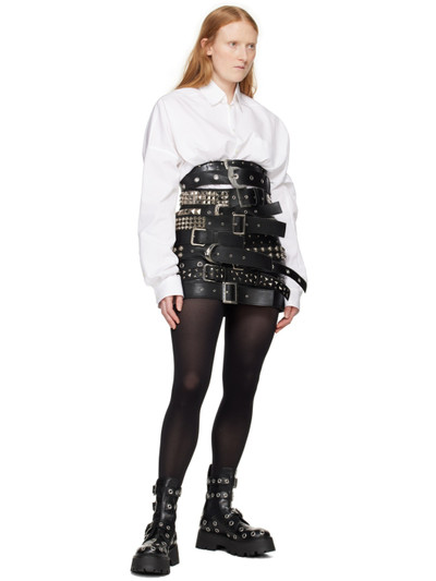 Junya Watanabe Black Multi Buckle Faux-Leather Miniskirt outlook