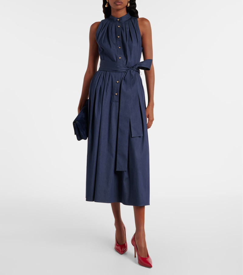 CAROLINA HERRERA Gathered cotton-blend midi dress outlook