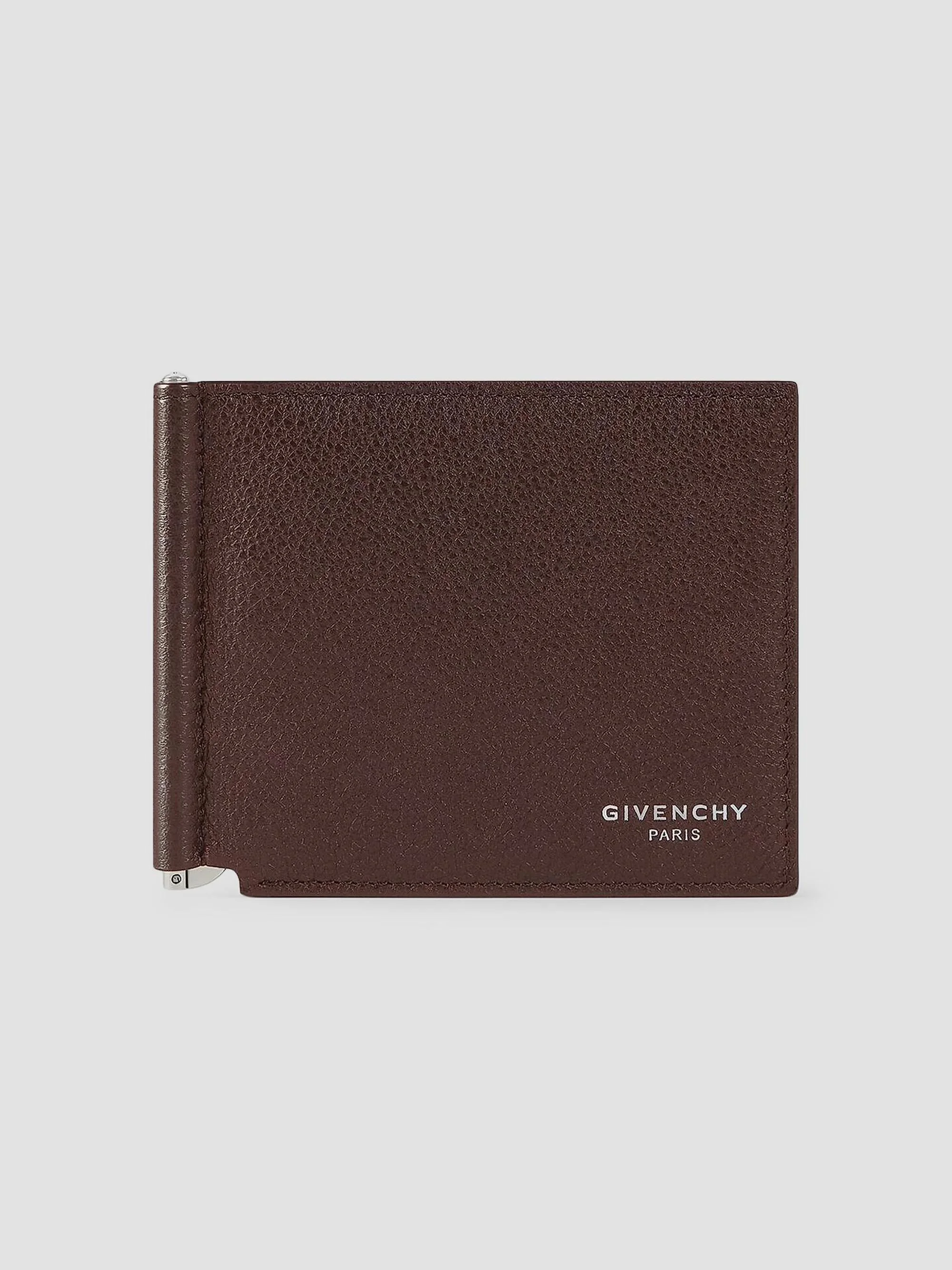 Men's Wallet in Grained Leather with Clip - Chocolate - 1