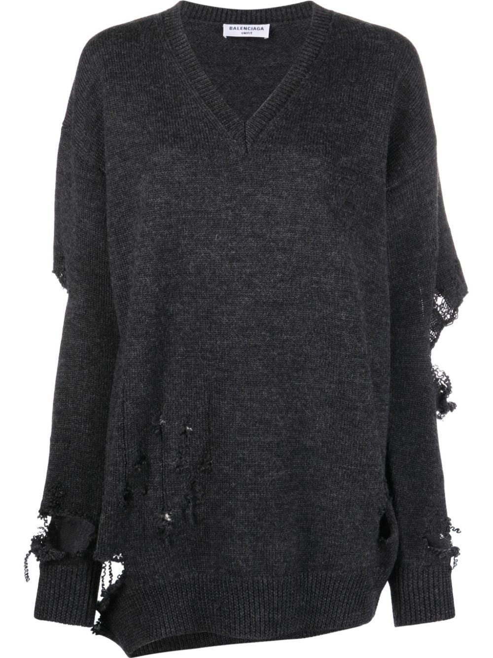 distressed V-neck jumper - 1