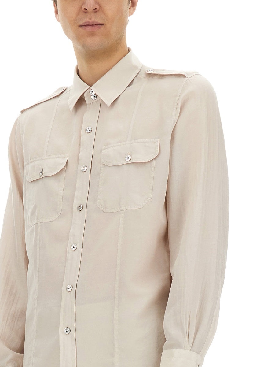 Tom Ford Men Cotton And Silk Military Shirt - 4