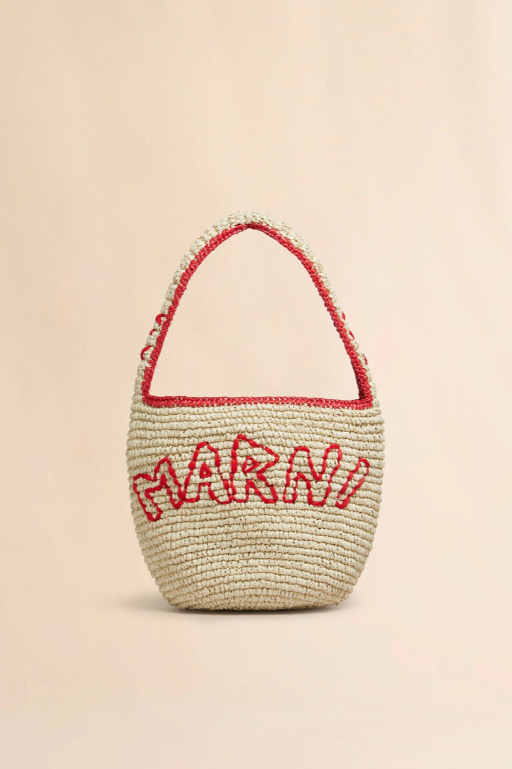 Natural Raffia and Red Nassa Small Hobo Bag - 1
