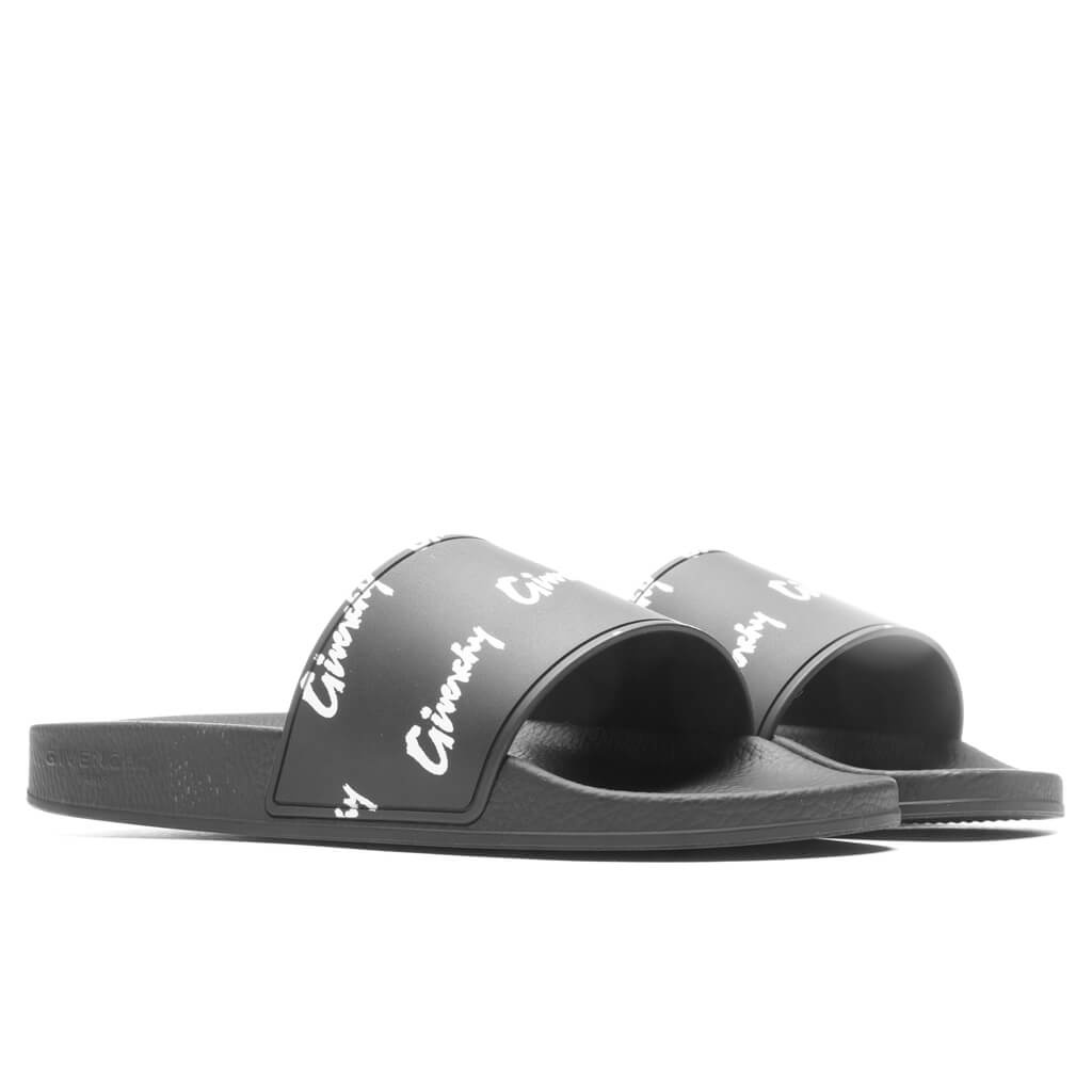 ALL OVER PRINT FLAT SANDALS - BLACK/WHITE - 3