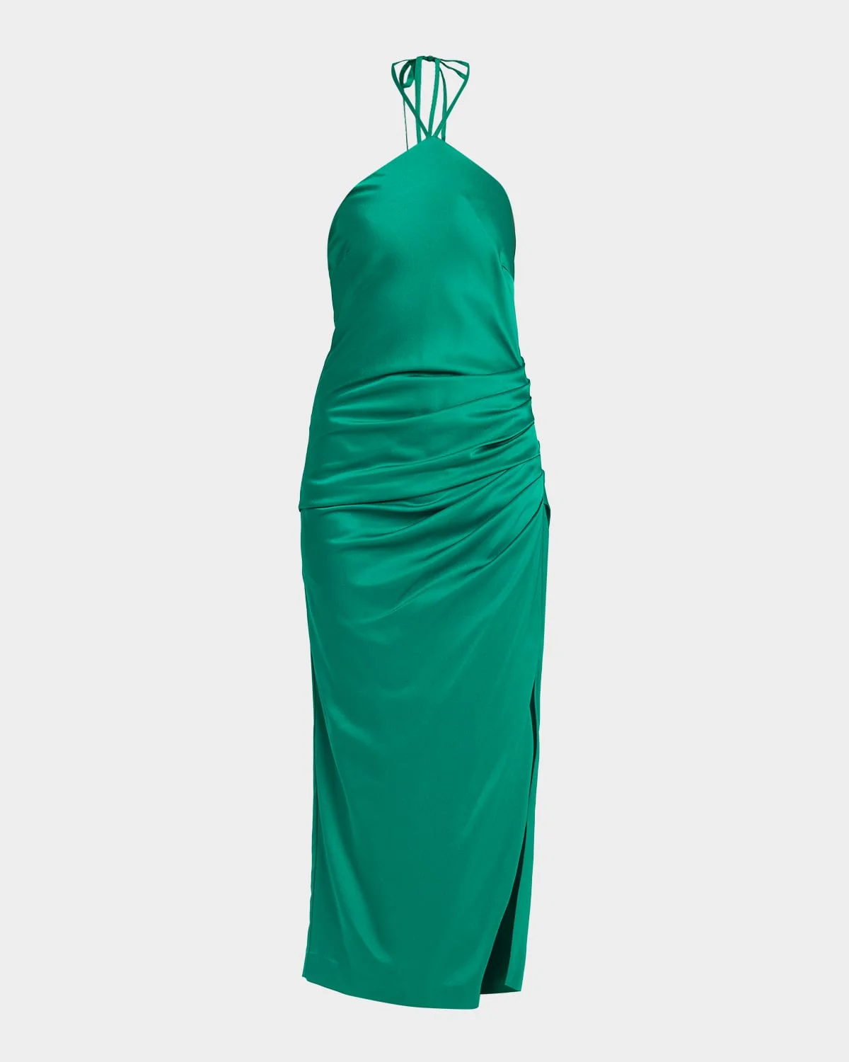 Hansel Ruched Satin Halter Maxi Dress - 1