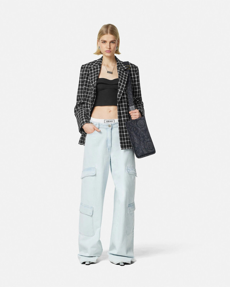 VERSACE Tweed Slim Masculine Blazer outlook
