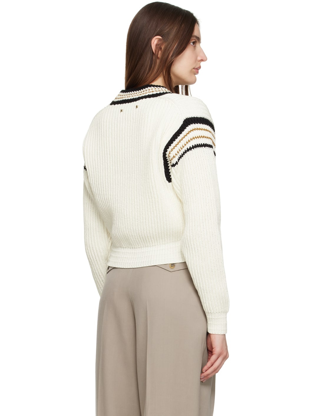 White V-Neck Sweater - 3