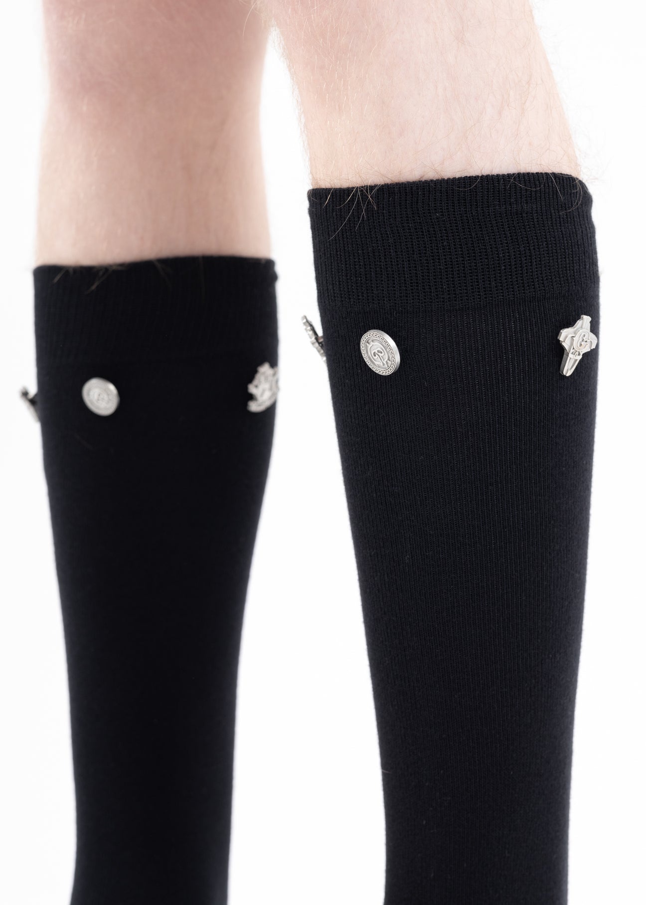 Black Emblem Button Socks - 3