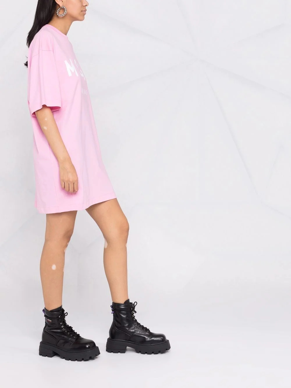 logo-print detail dress - 7