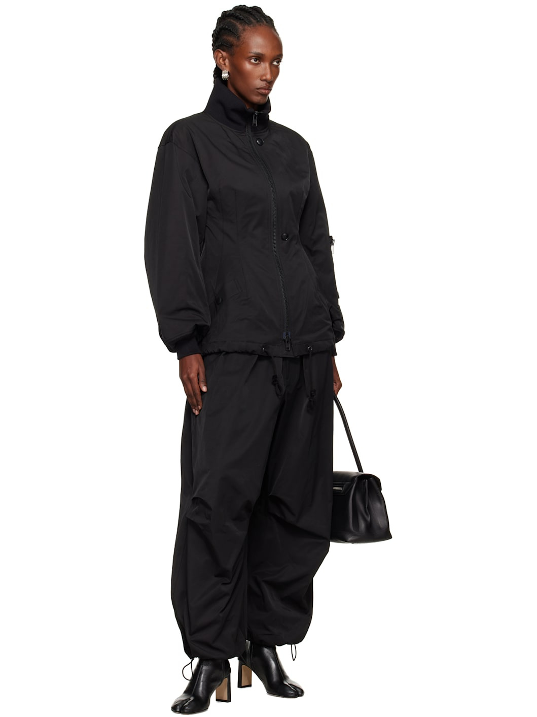 Black Twill Parachute Lounge Pants - 4