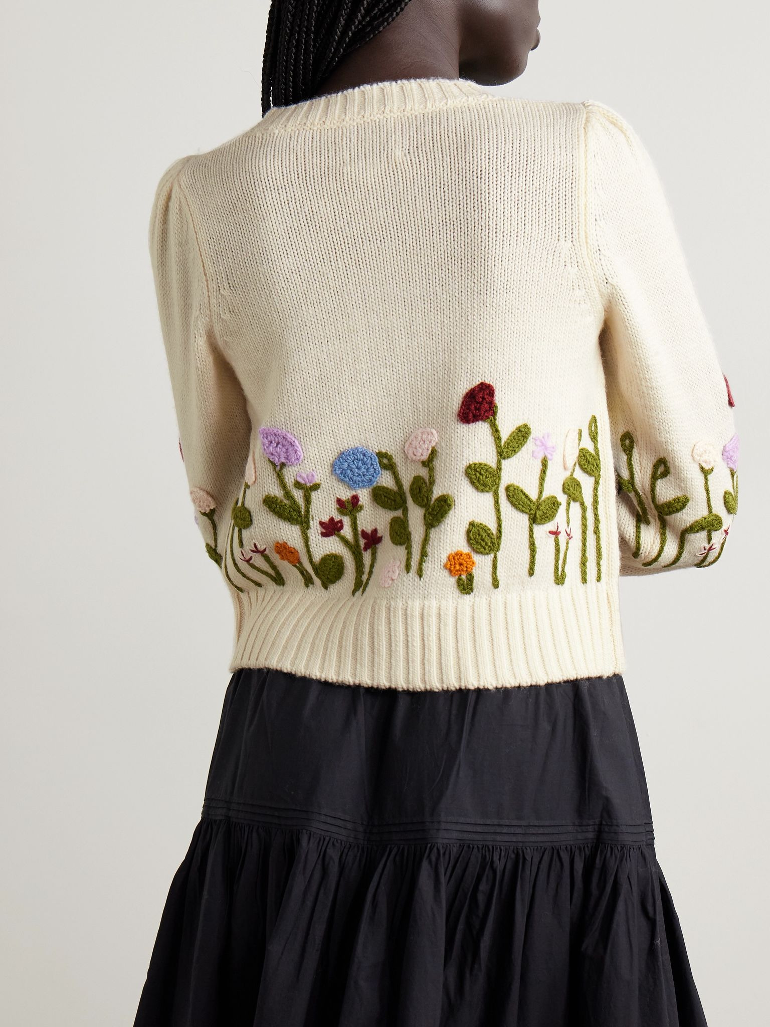 Wendie embroidered intarsia wool-blend cardigan Multi - 3