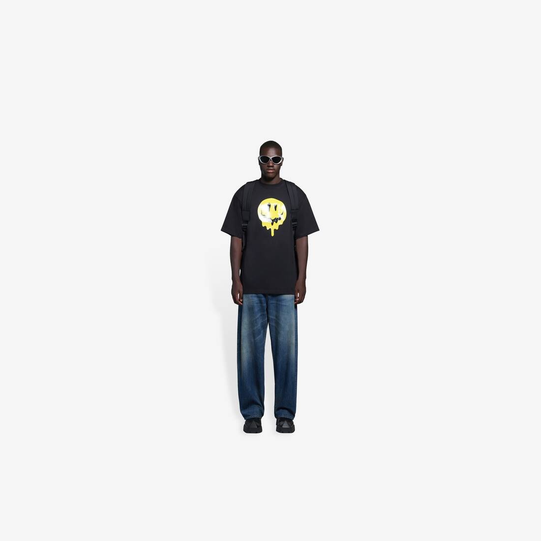 Men's Drip Peace Large Fit T-shirt in Black/yellow/white - 6