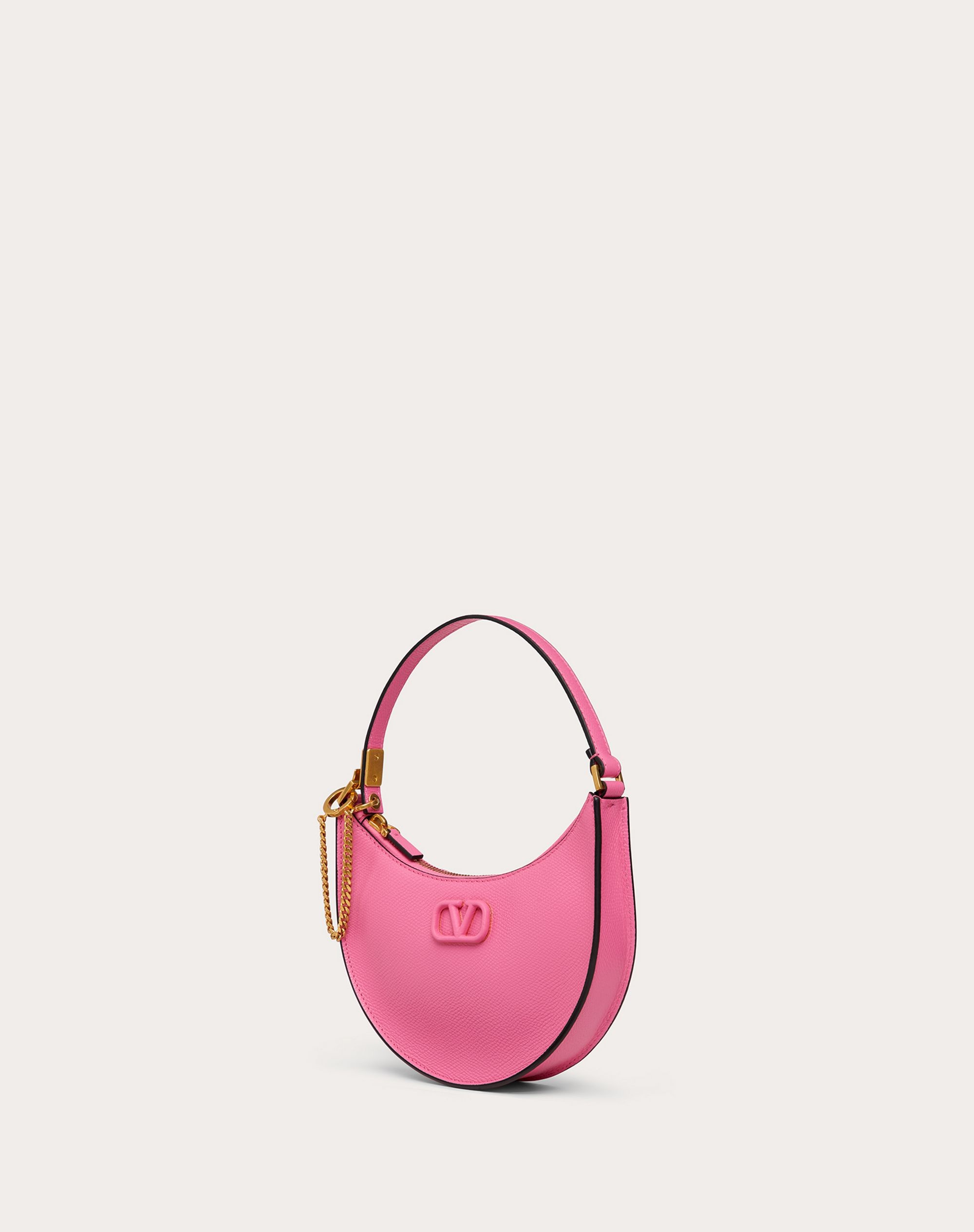 MINI VLOGO SIGNATURE GRAINY CALFSKIN HOBO BAG - 4