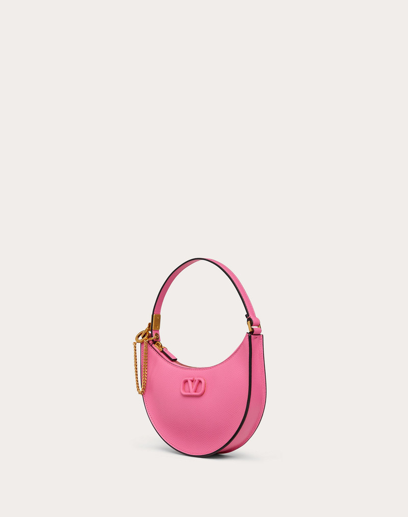 MINI VLOGO SIGNATURE GRAINY CALFSKIN HOBO BAG 4