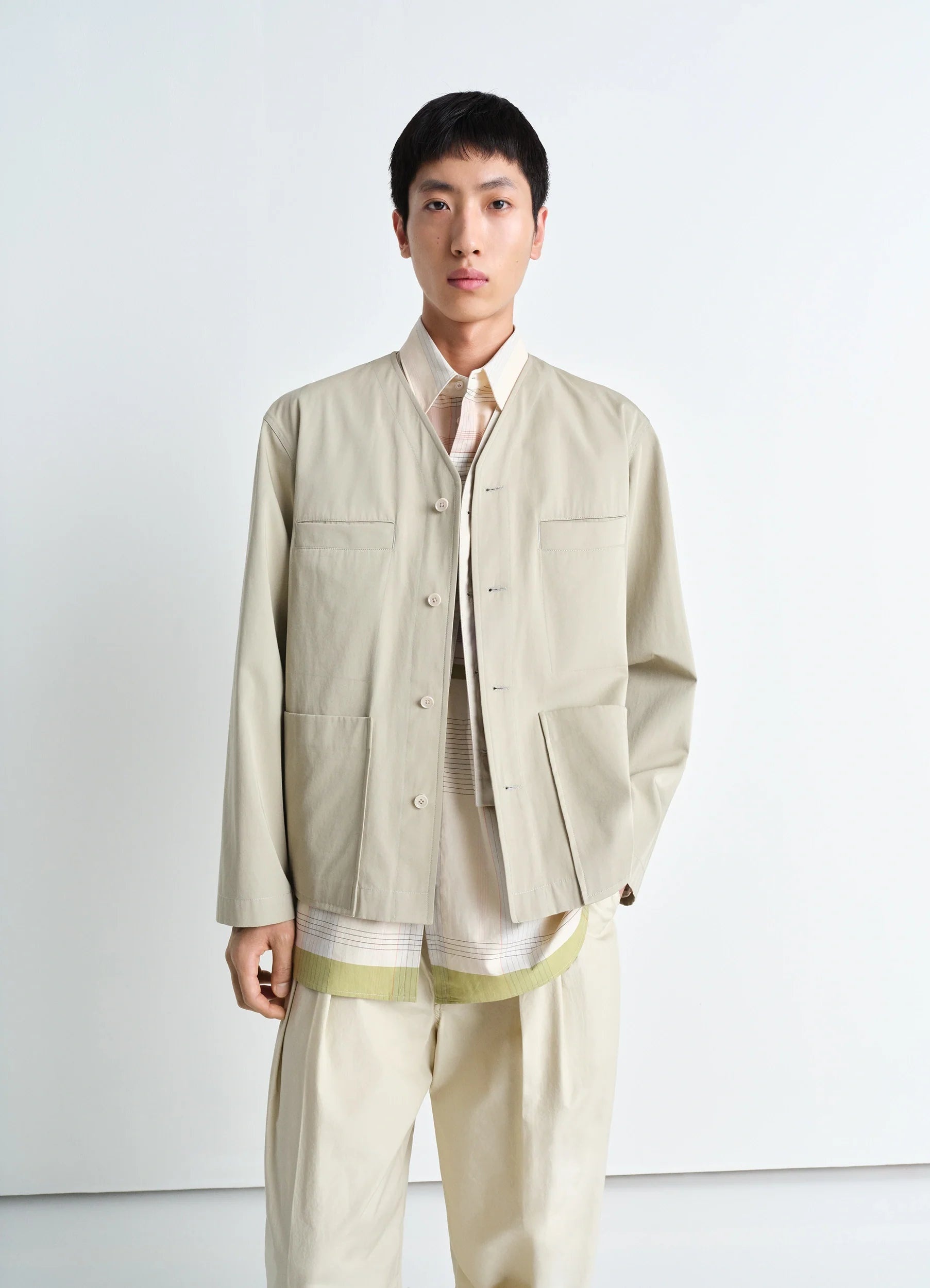 COLLARLESS OVERSHIRT - 2