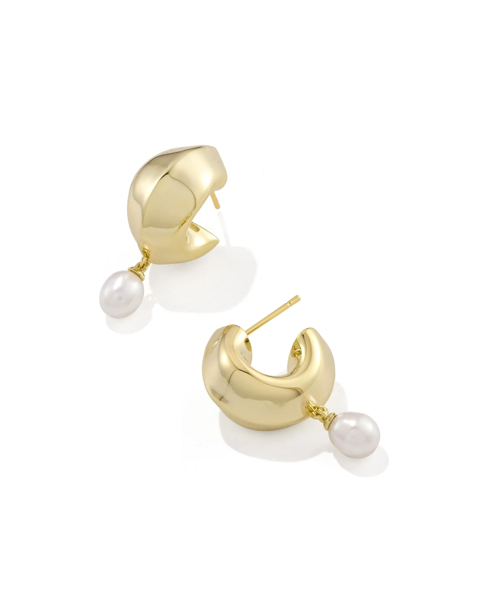 Oakland Pearl Gold Huggie Earrings - 1