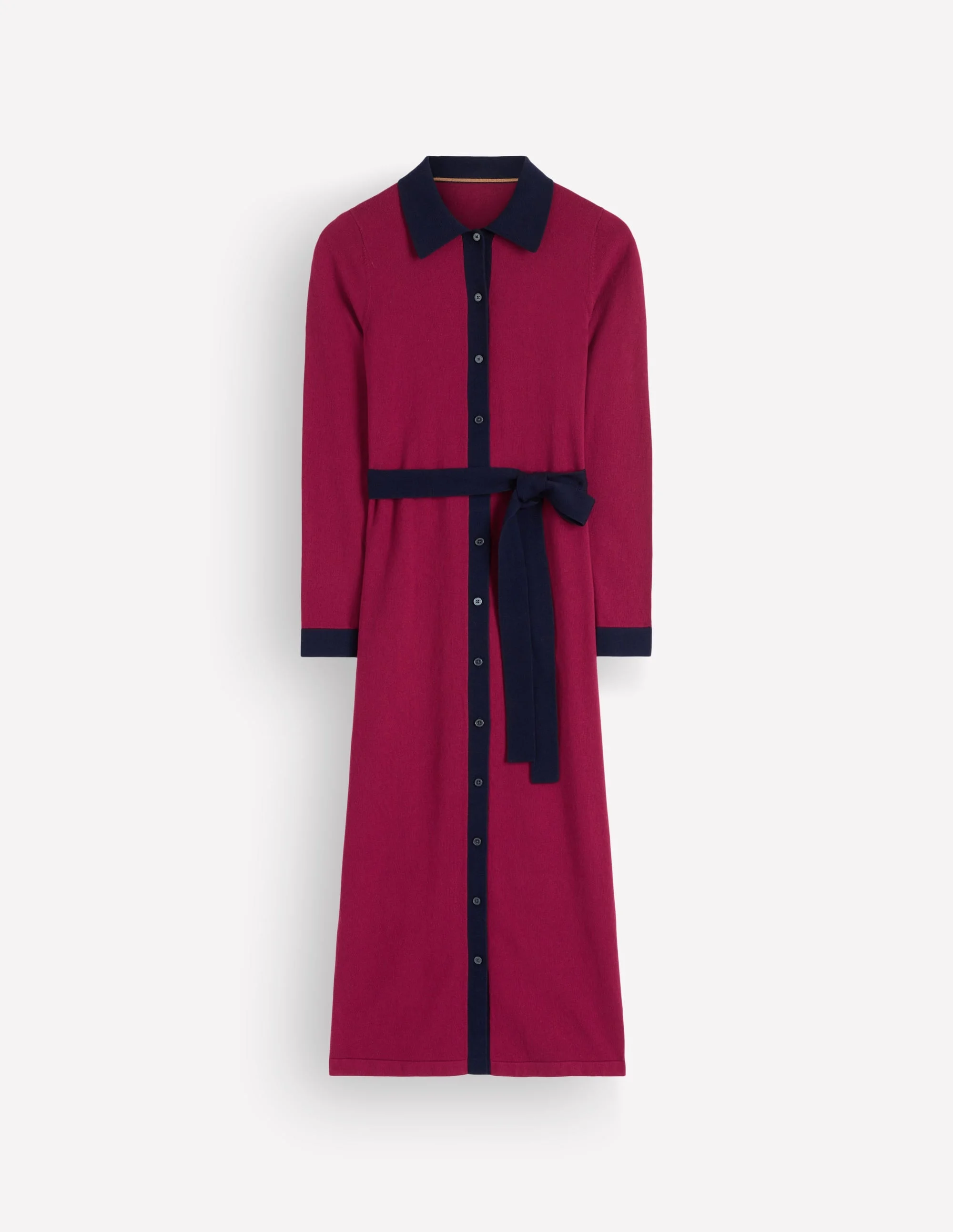 Jessica Knitted Shirt Dress-Rumba Red, Evening Blue - 1