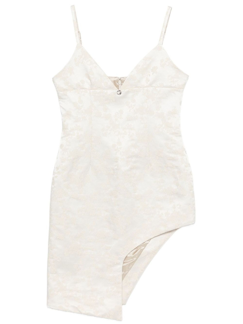 asymmetric floral-jacquard mini dress 1
