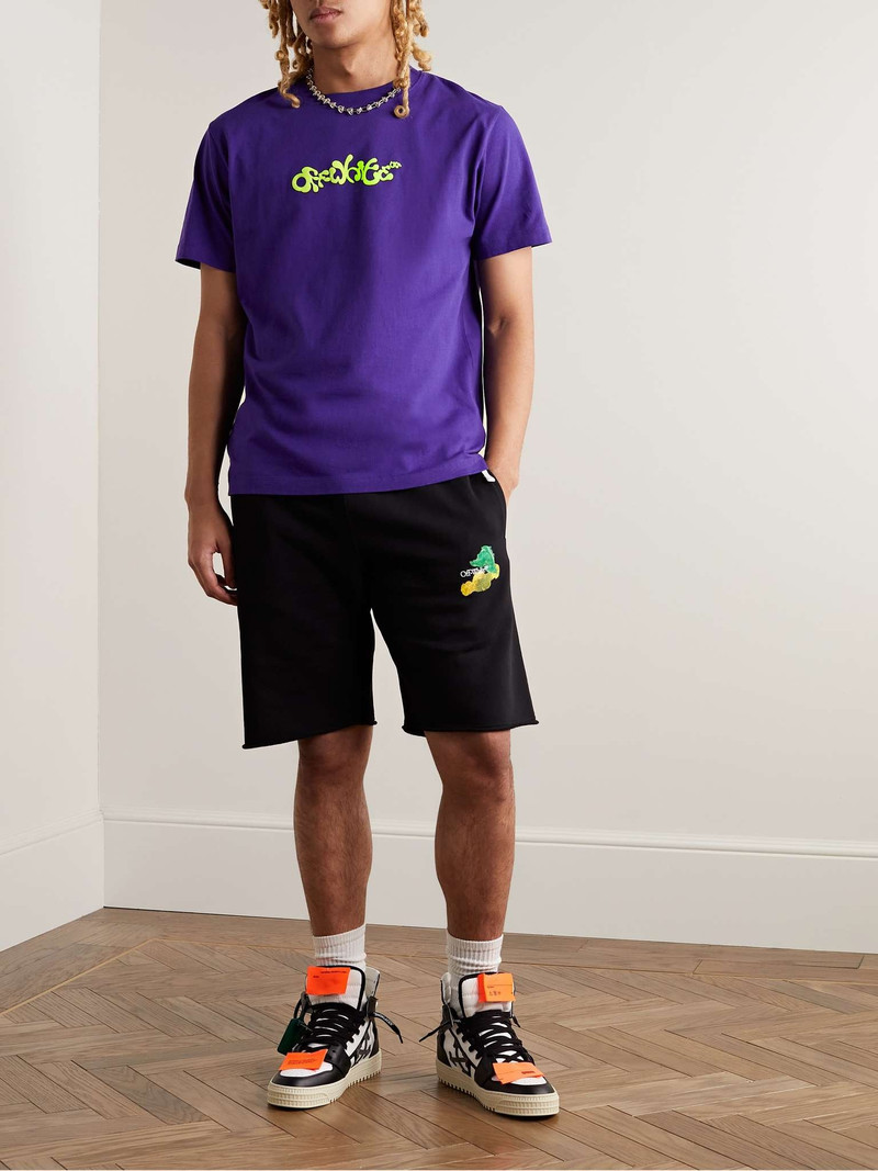 Off-White Logo-Flocked Cotton-Jersey T-Shirt outlook