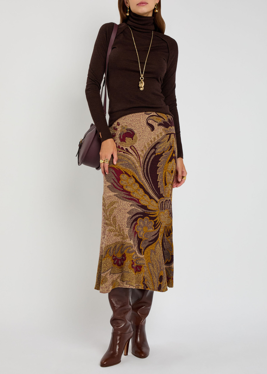 Etro Floral-intarsia Ribbed Wool Midi Skirt - 4