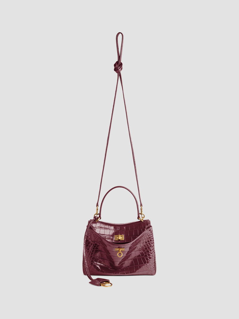 Women's Rodeo Mini Top Handle Bag Crocodile Embossed - Dark Burgundy 8