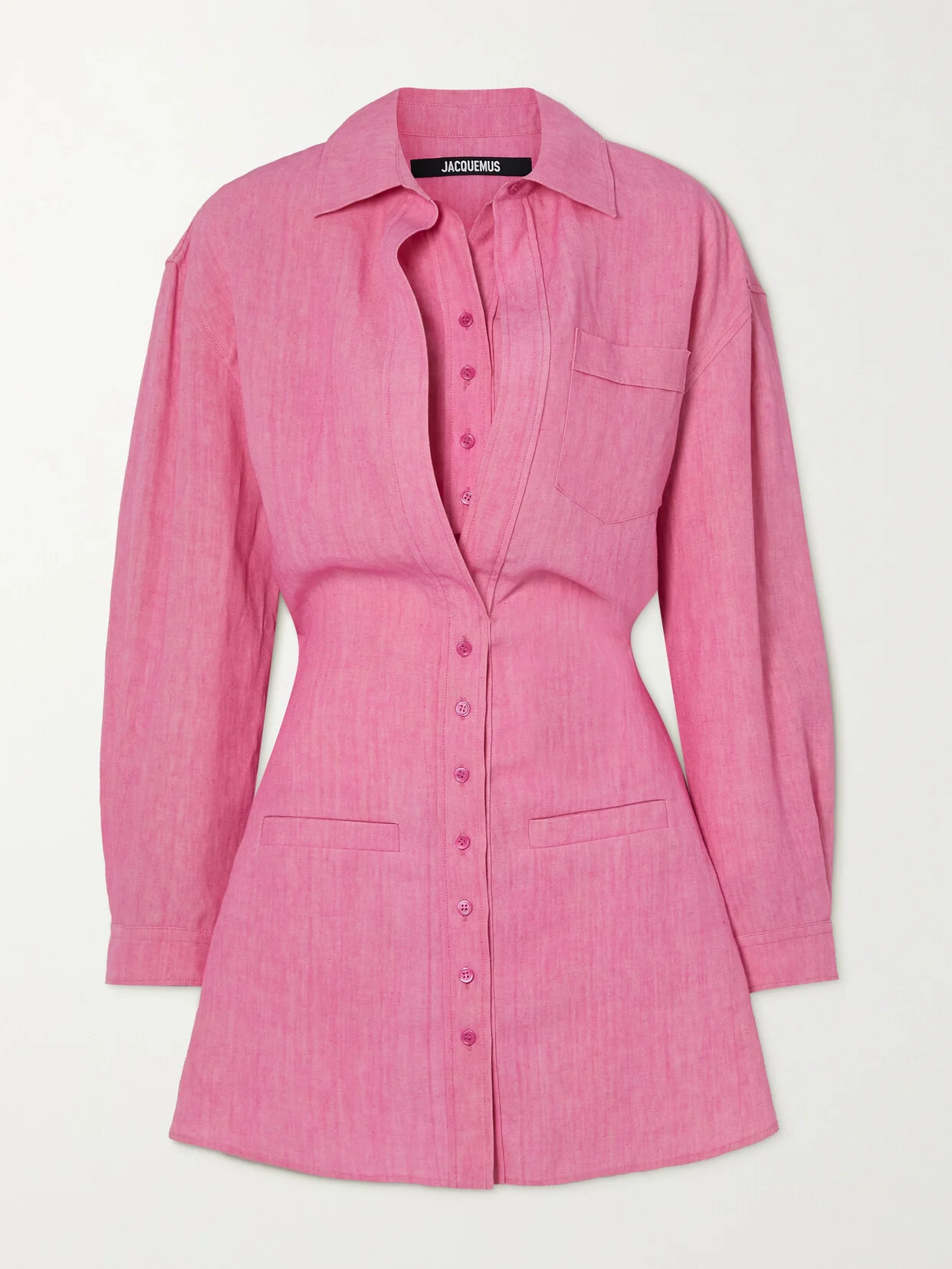 Baunhilha Layered Linen Mini Shirt Dress - 1