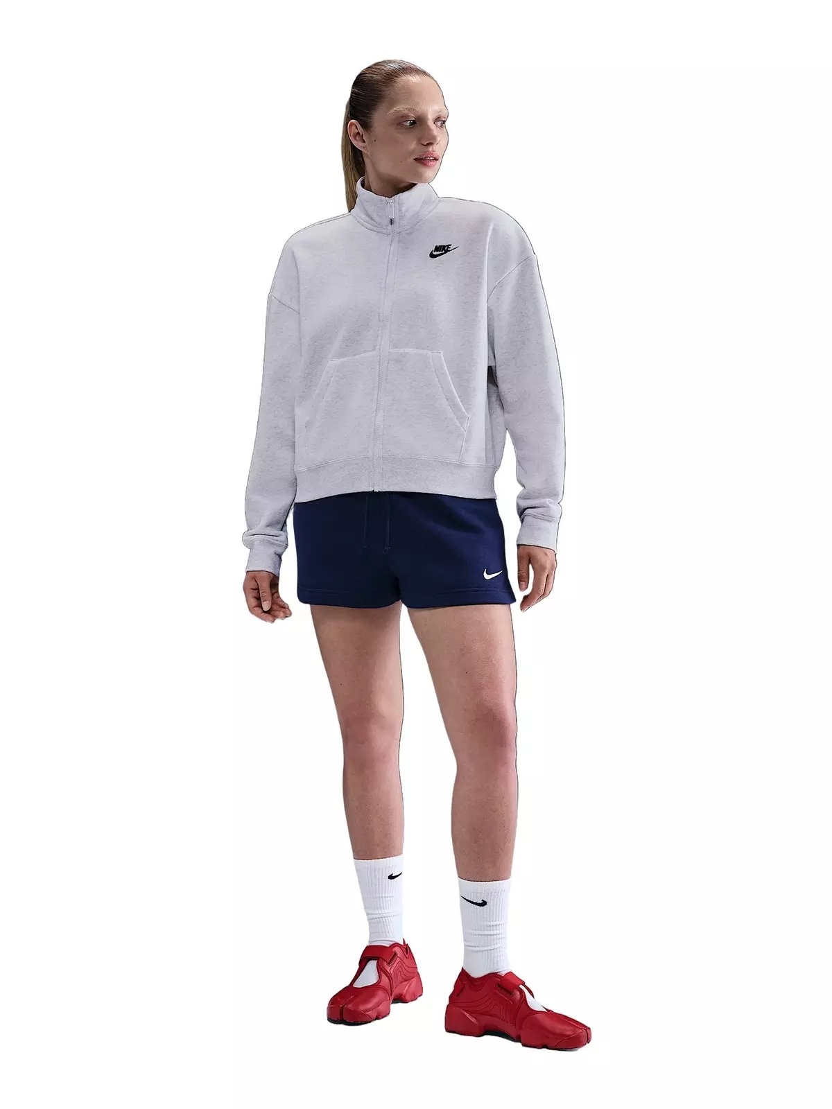Women's Sportswear Club Fleece Loose Track Jacket -Birch Heather/Black - 4