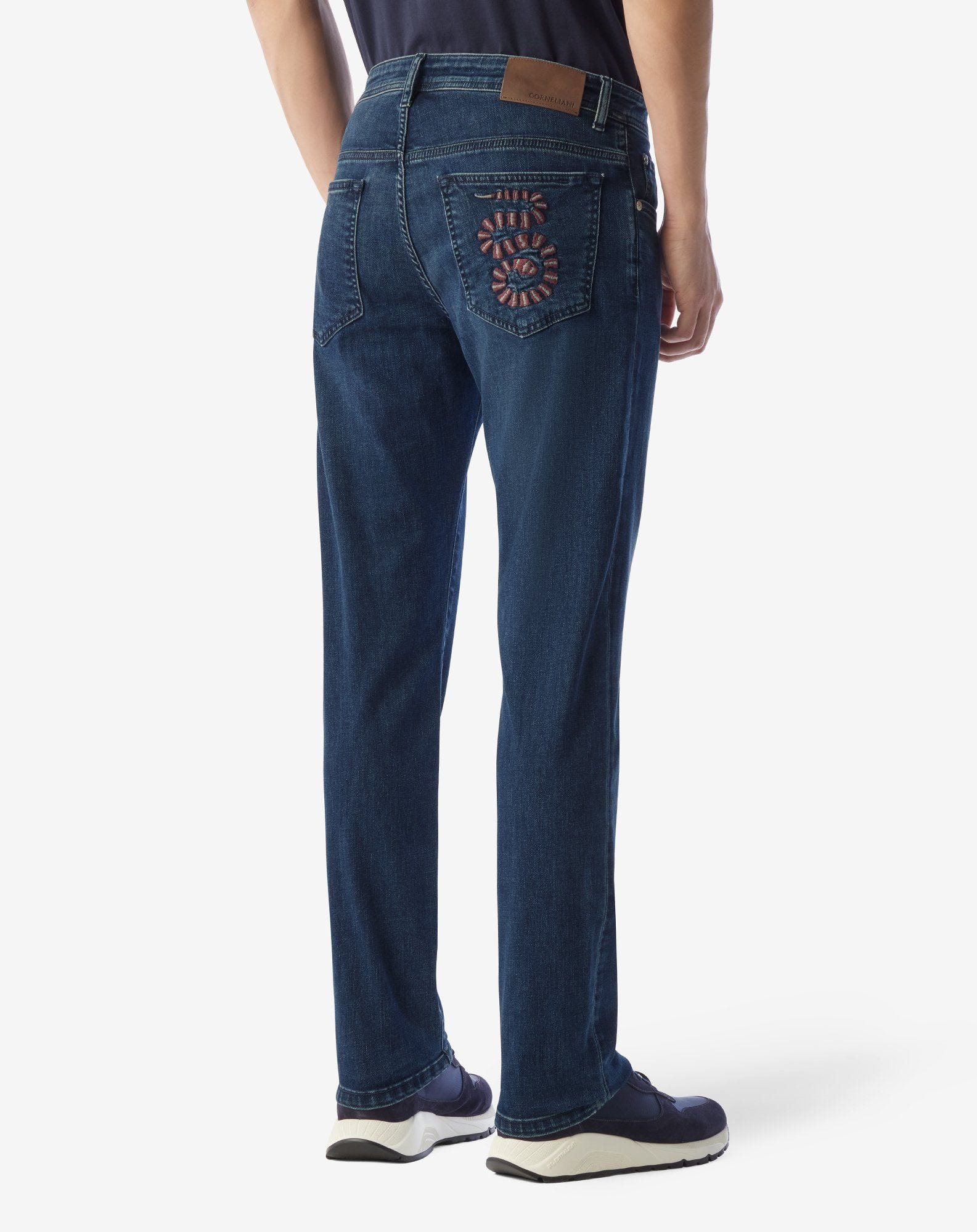 Blue stretch denim 5-pocket trousers - 3