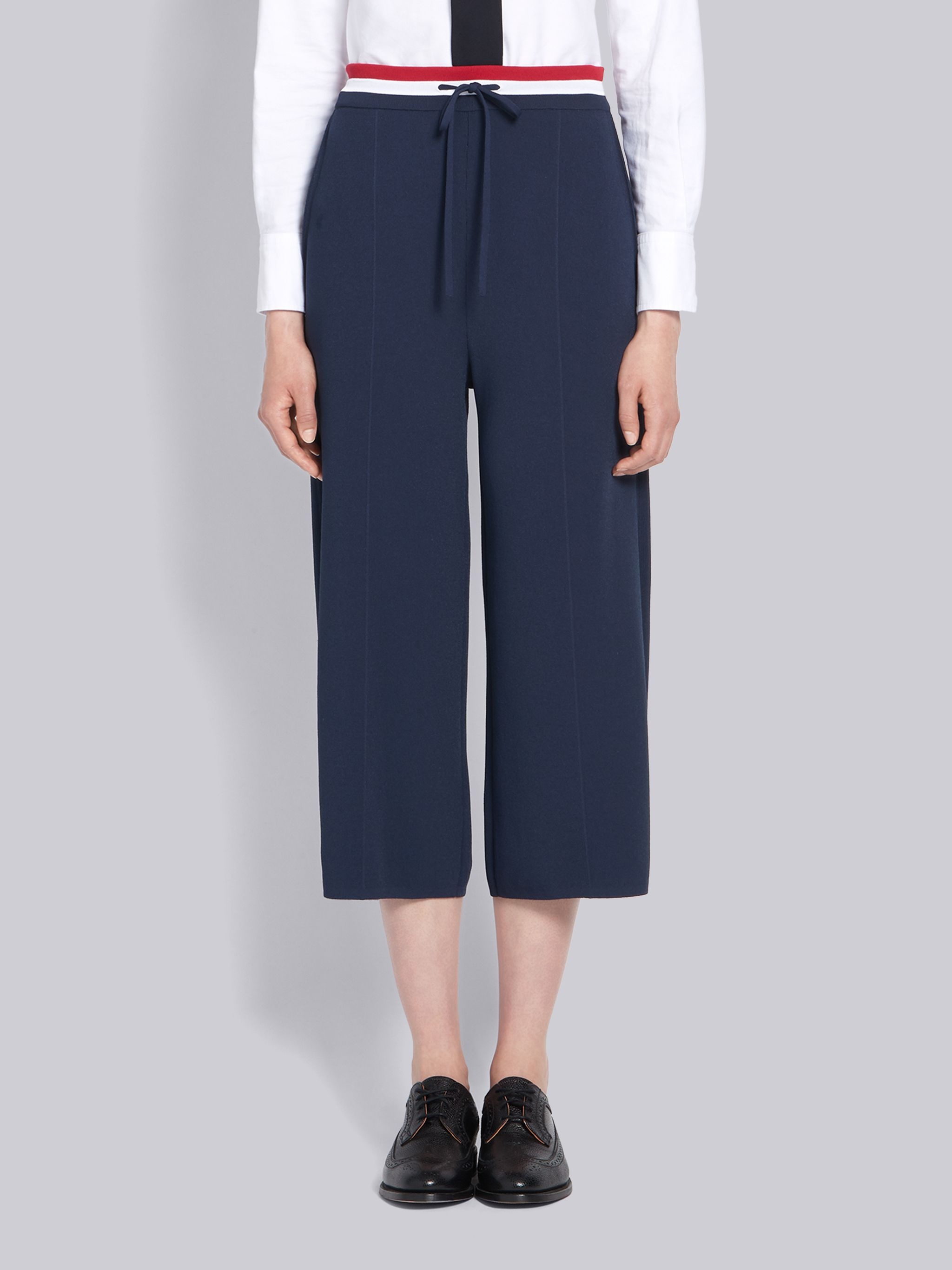 Navy Viscose Elite Pin Tucket Cropped Pant - 1