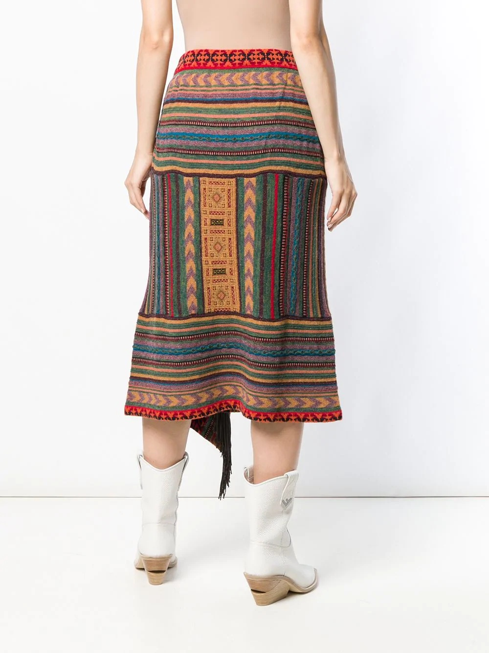 patterned asymmetric skirt - 4