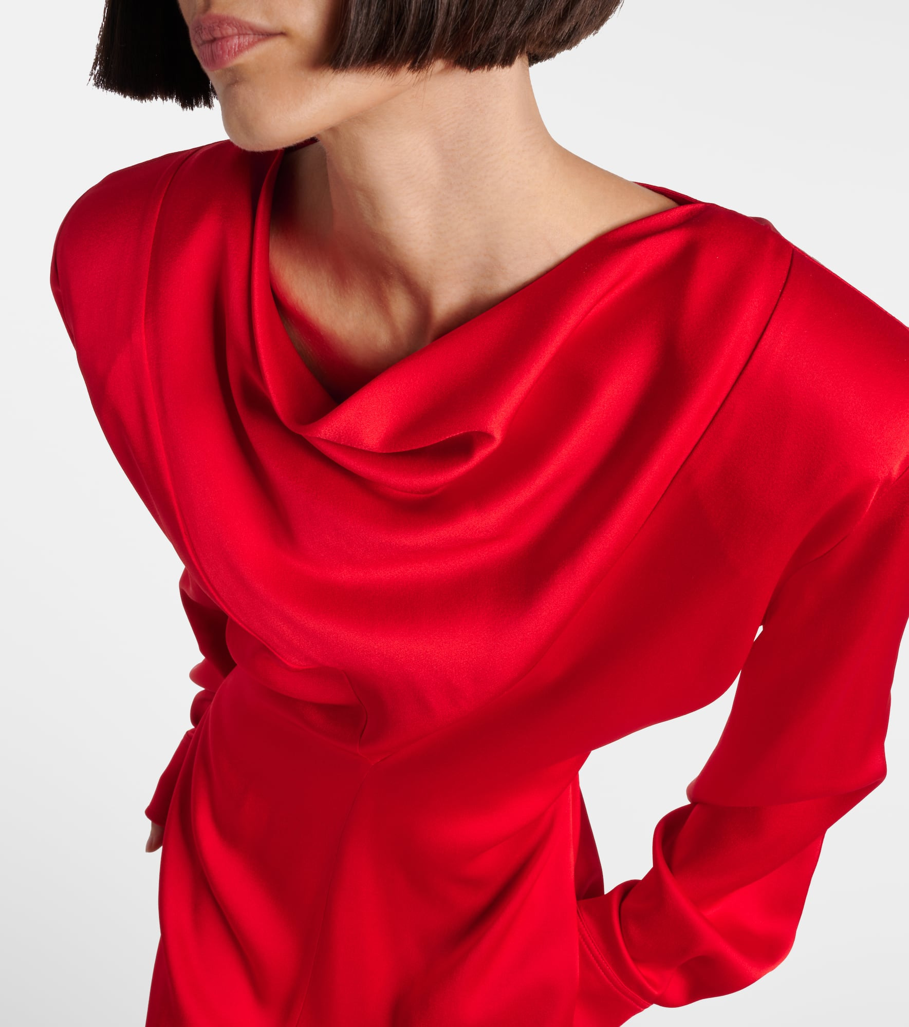 Cowl neck satin midi dress - 4