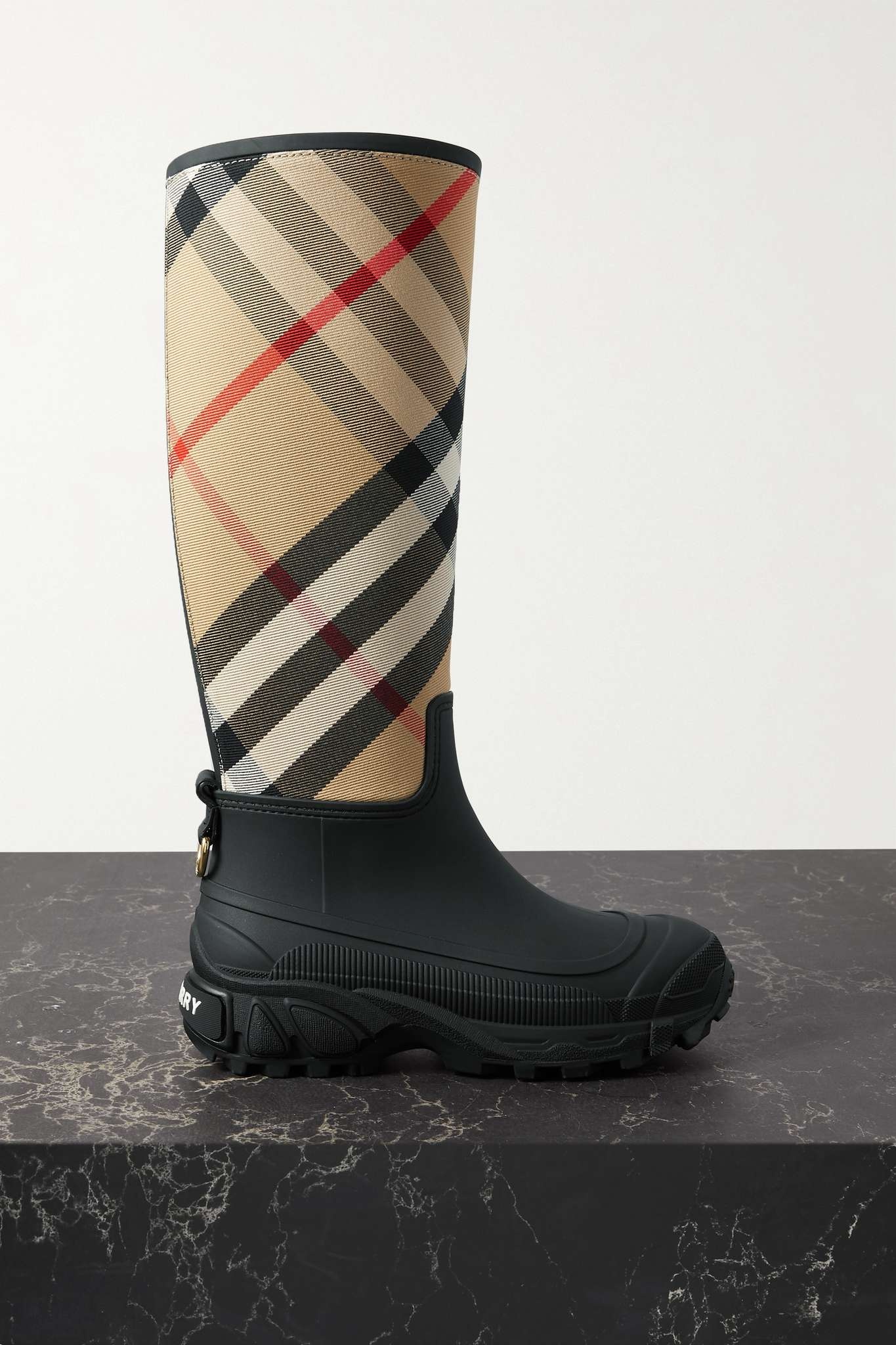 Checked canvas and rubber rain boots - 1