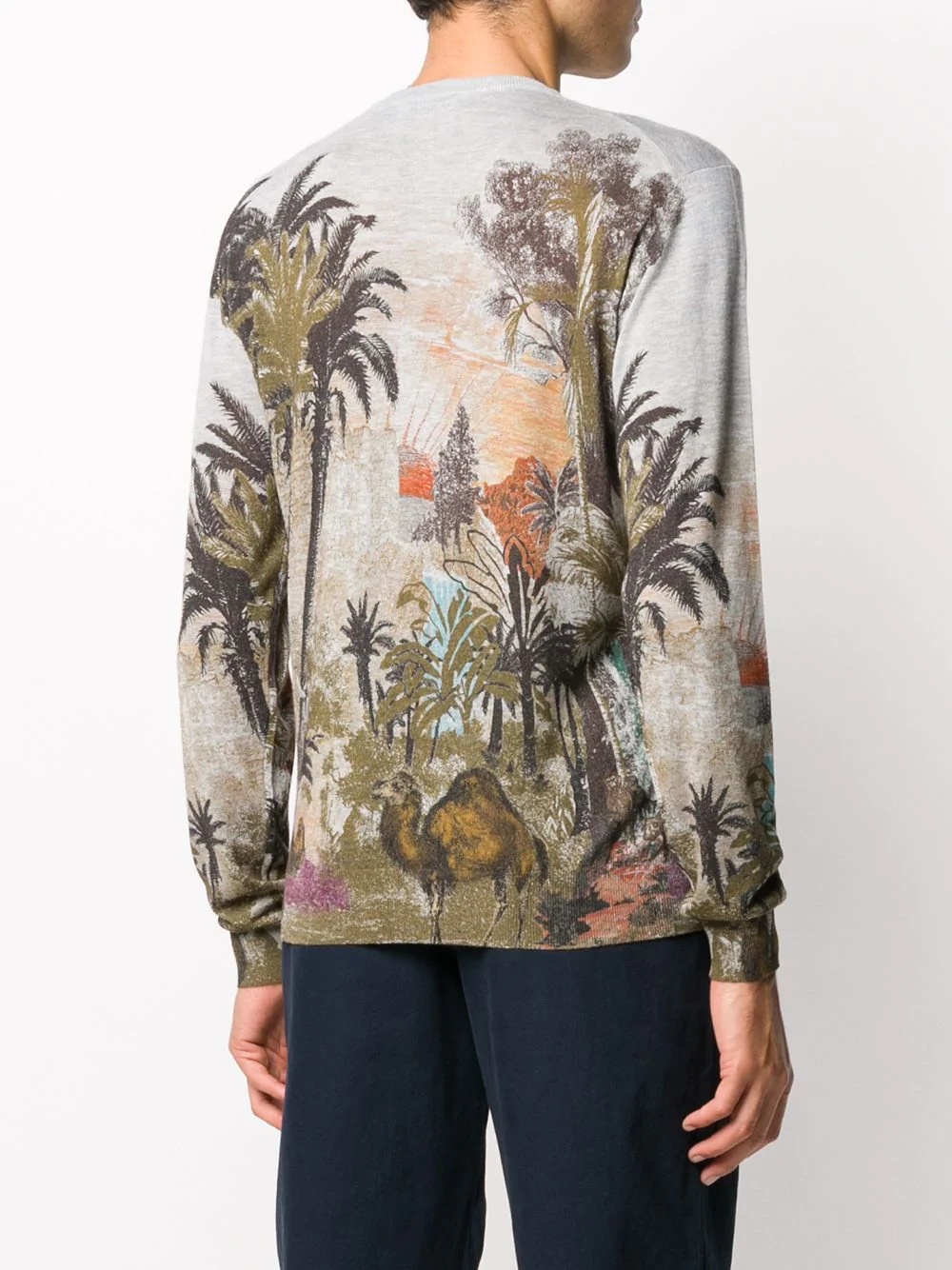 foliage-print jumper - 4