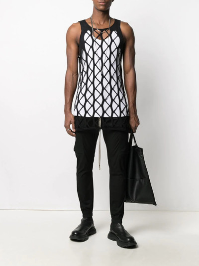 Rick Owens cut-out net cotton tank top outlook