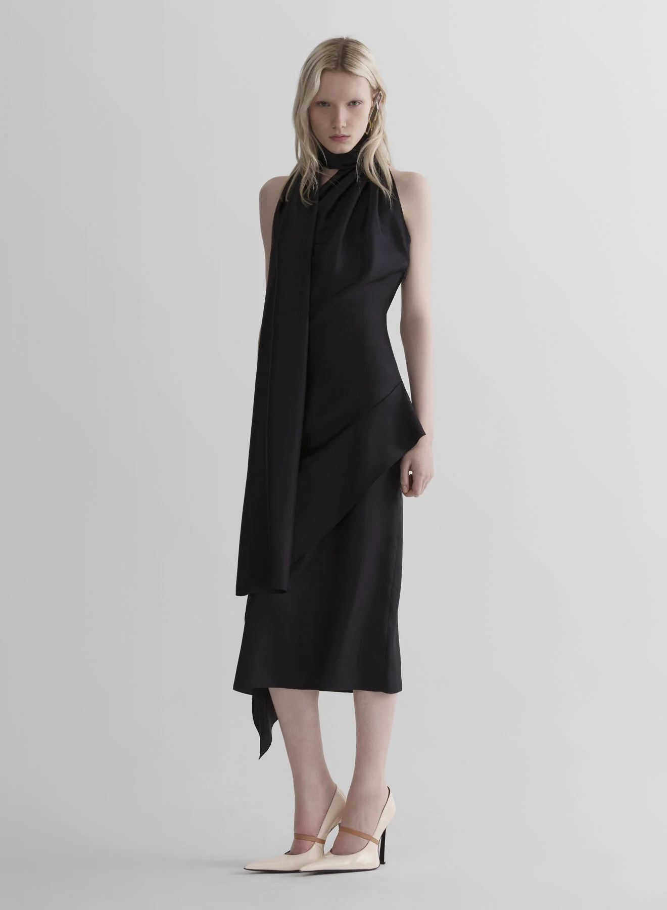 black fluid scarf dress - 1