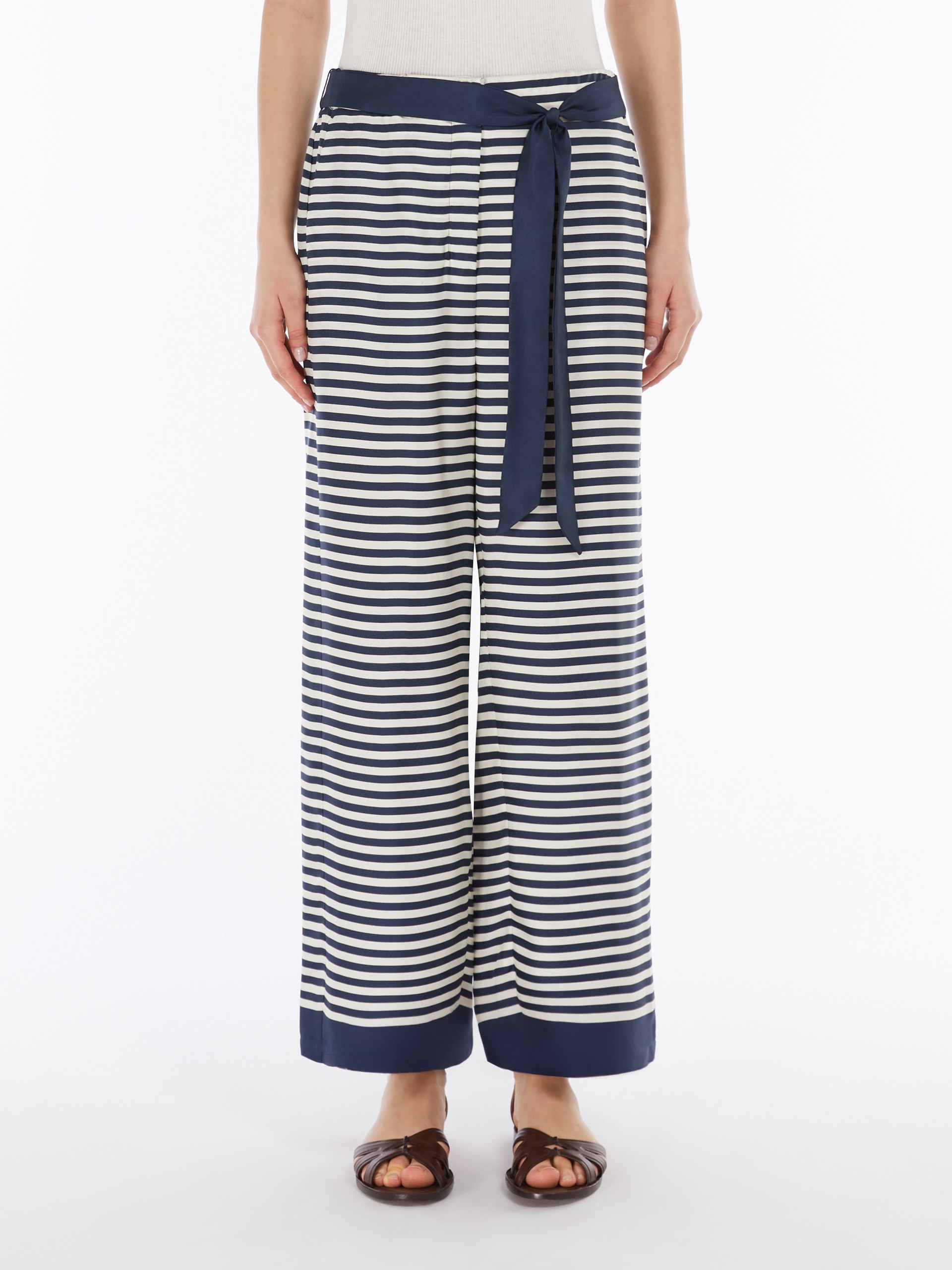 NINE Printed silk belted trousers - 3
