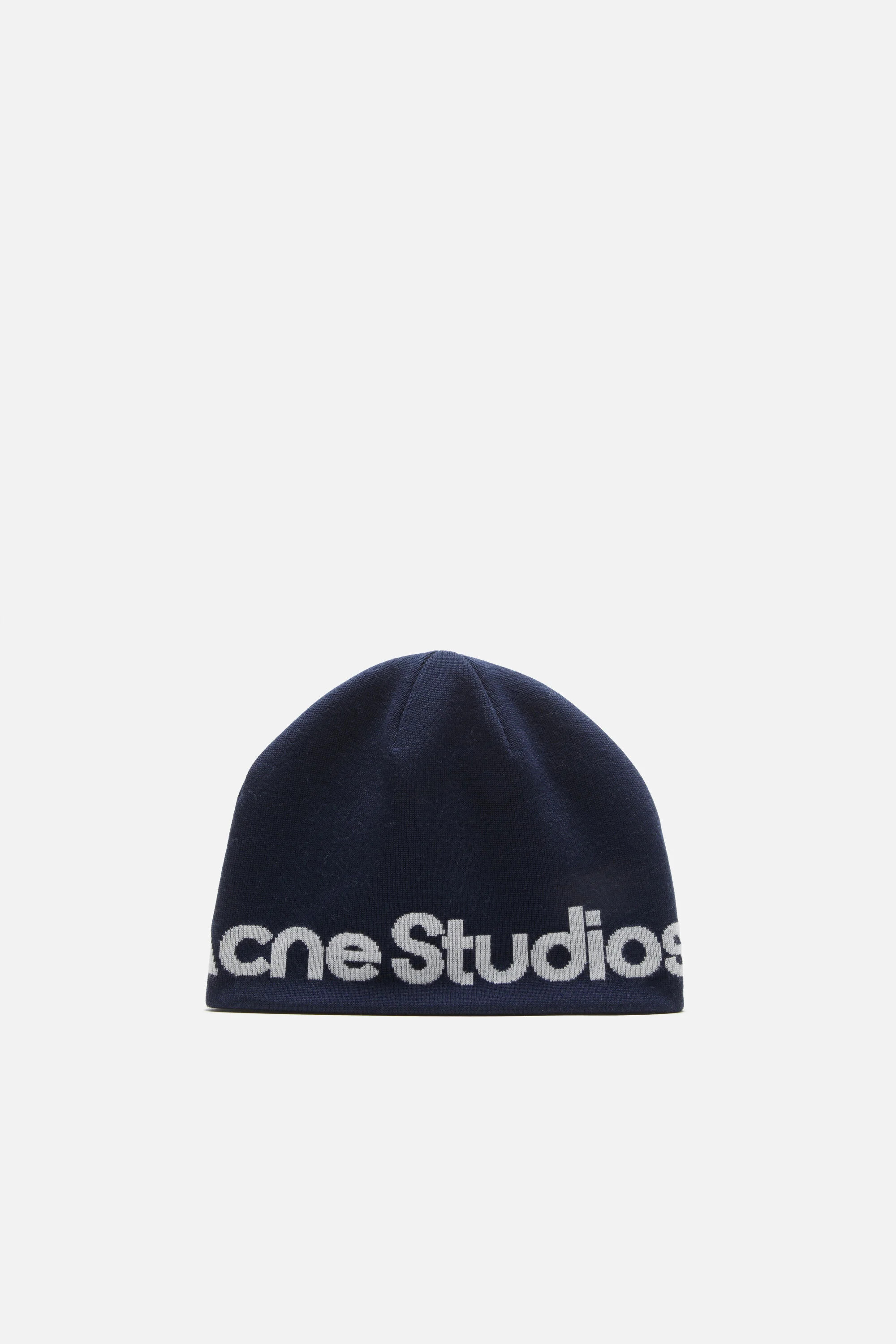 Wool knit beanie - Navy/white - 1