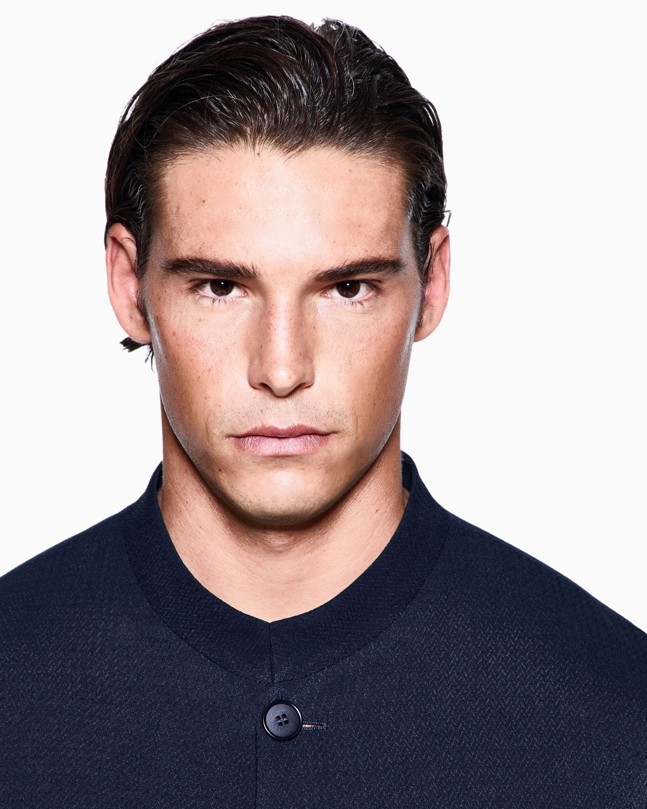 CUPRO AND VISCOSE SINGLE-BREASTED JACKET WITH A MICRO CHEVRON MOTIF - 5