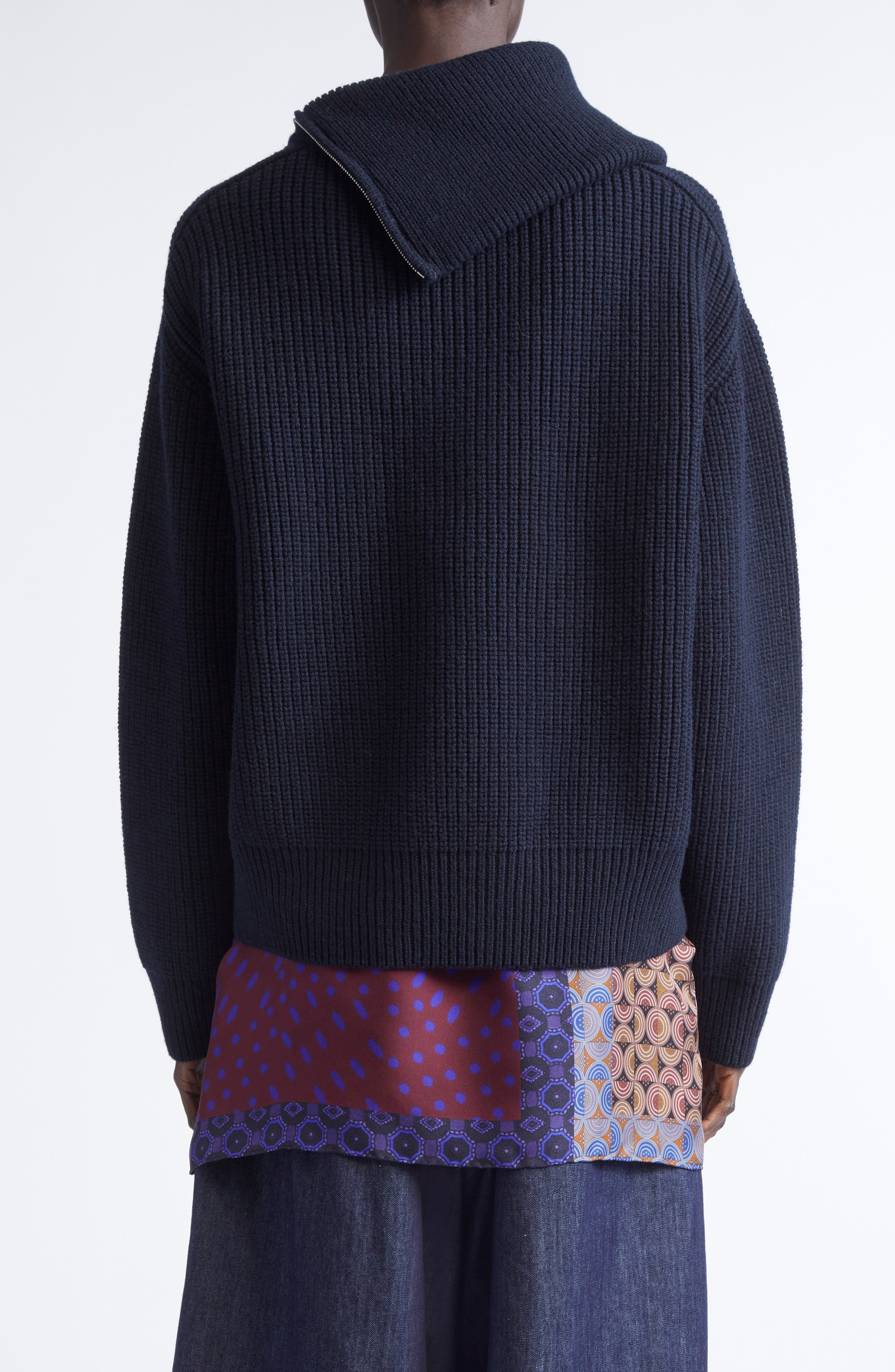 Dries Van Noten Talim Wool Half Zip Turtleneck Sweater in Black at Nordstrom - 3