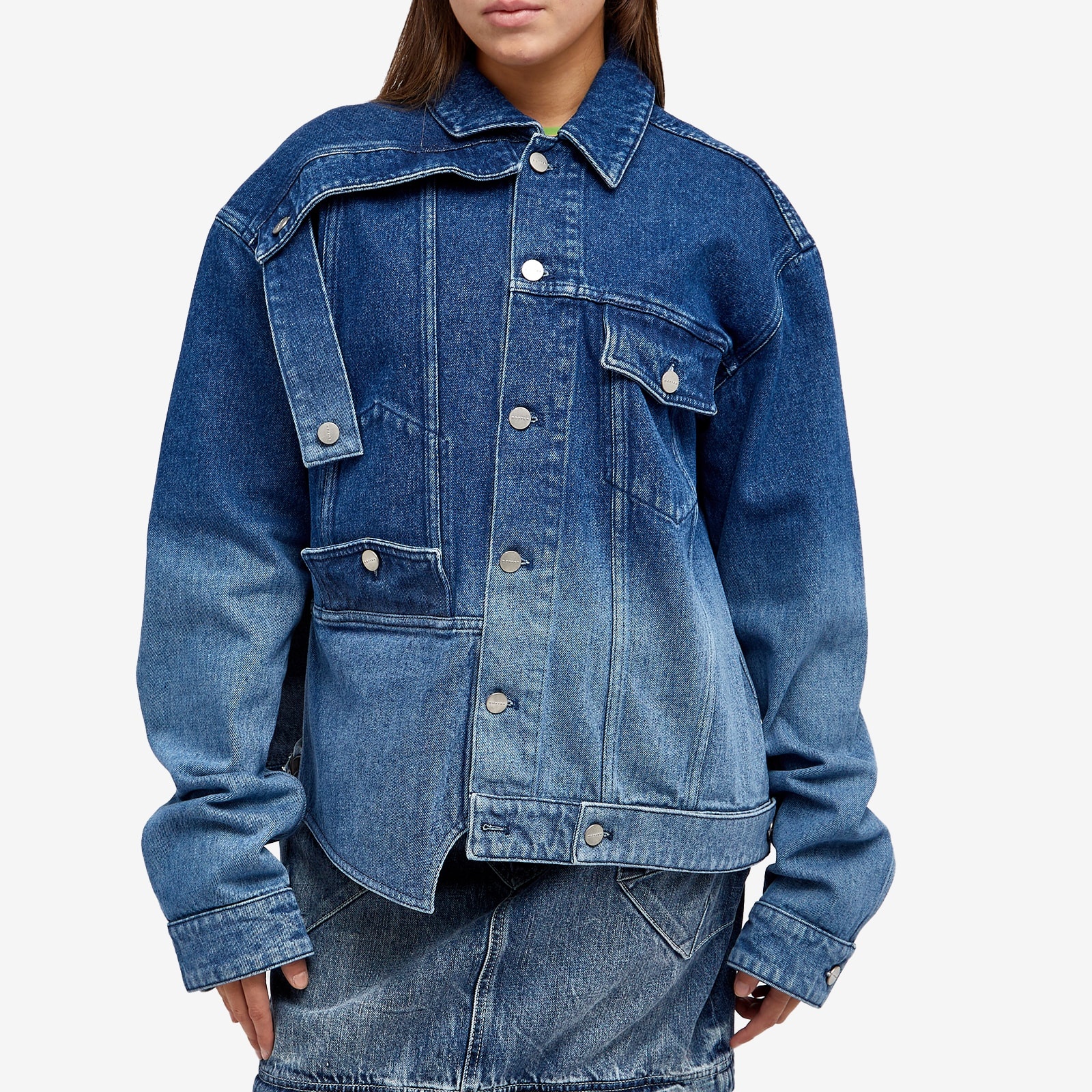 新品 botter upside down denim jacket 再構築44 Upside Down Denim Jacket in Botter Blue Gradient – SVRN