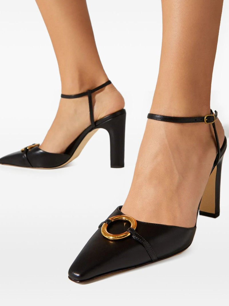 pointed-toe buckled leather pumps 5