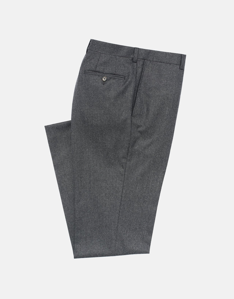 MADE-IN-CANADA MEDIUM GREY WOOL FLANNEL TROUSER 1